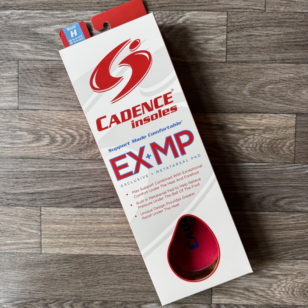 Cadence EX+MP Insoles Unisex Size H Men 12.5-13.5 Women 13.5-14.5 Red Support